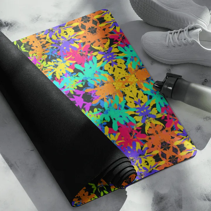 Geometric Coloured Leaves Yoga Mat product image (2)
