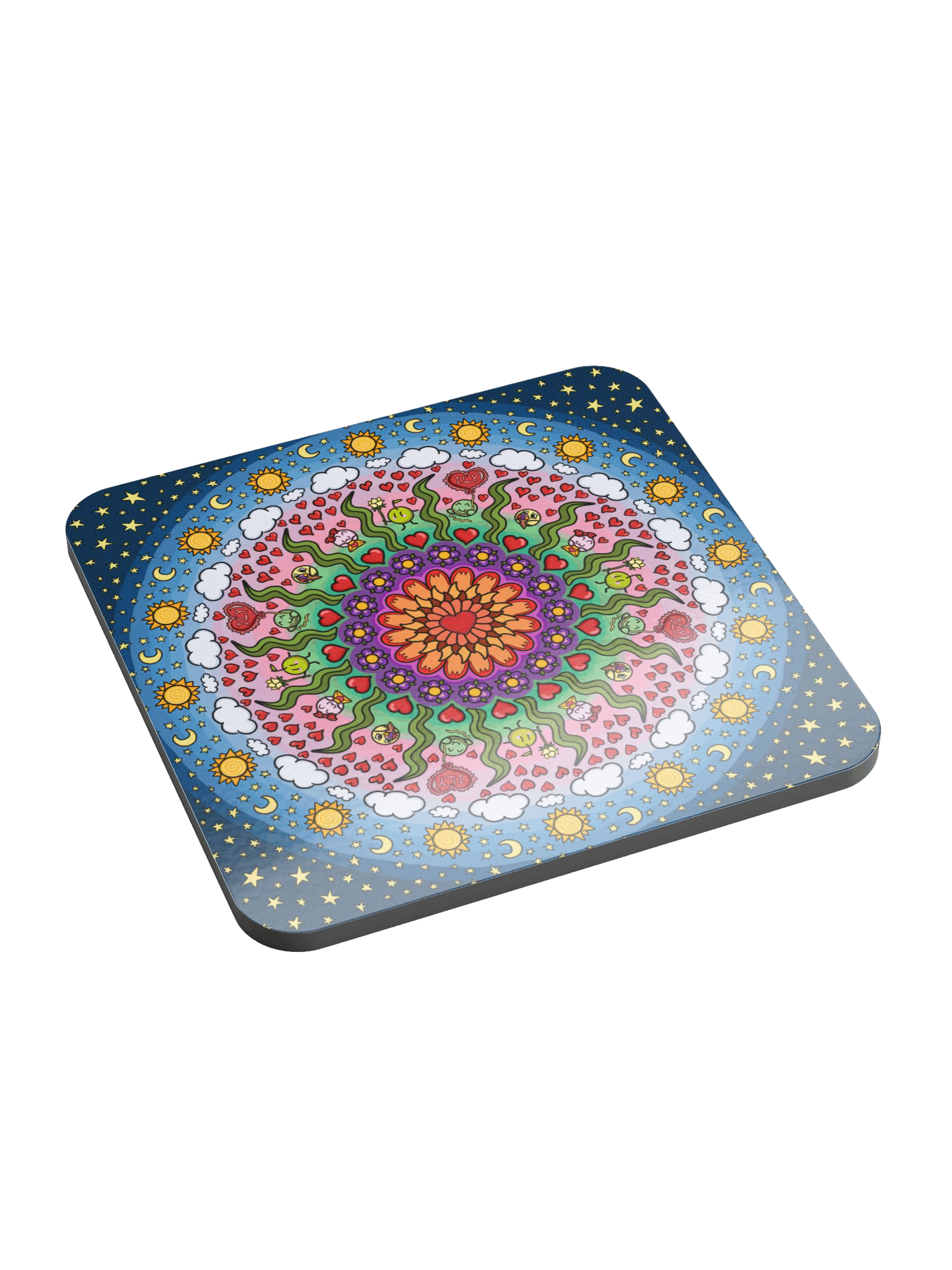 Dango Valentines Mandala - Glossed Cork Coaster product image (1)