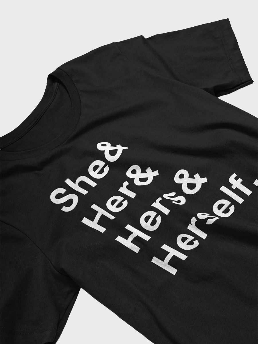 she/her (white) t-shirt product image (3)