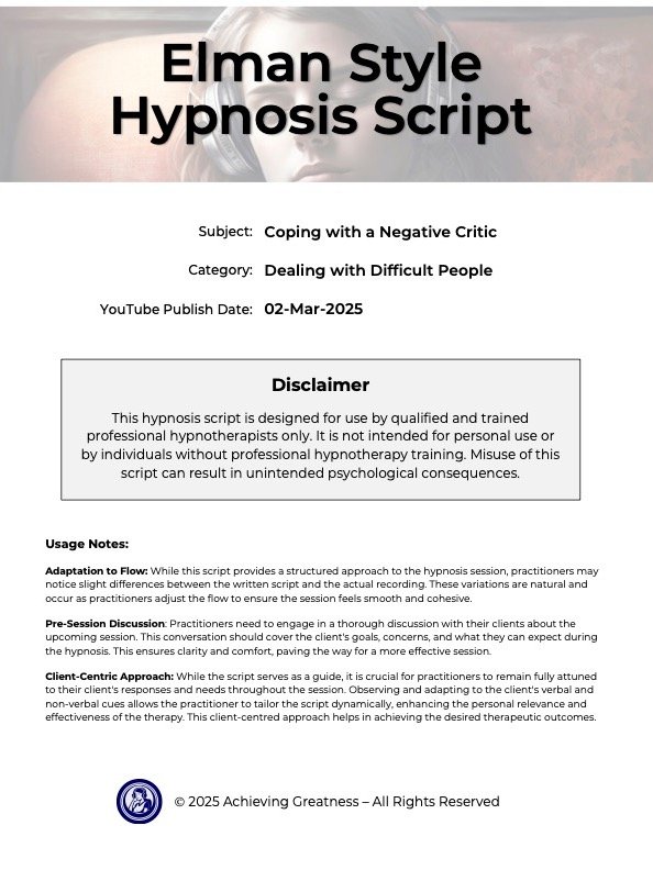 250302 - Cope with a Negative Critic - Hypnotherapy Script product image (1)