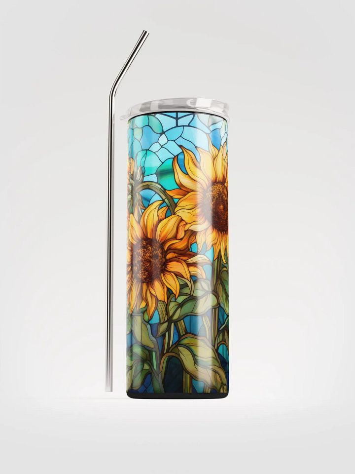 Sunflower Bliss: Stainless Steel Tumbler with Reusable Straw – Sip in Style product image (1)
