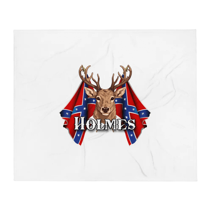"Holmes" Last Name Rebel Redneck Deer - Throw Blanket product image (1)