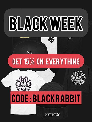BLACK WEEK at Bassrabbit!
For this week only, enjoy 15% off the entire collection – shirts, hoodies, caps & more.
Just use co...
