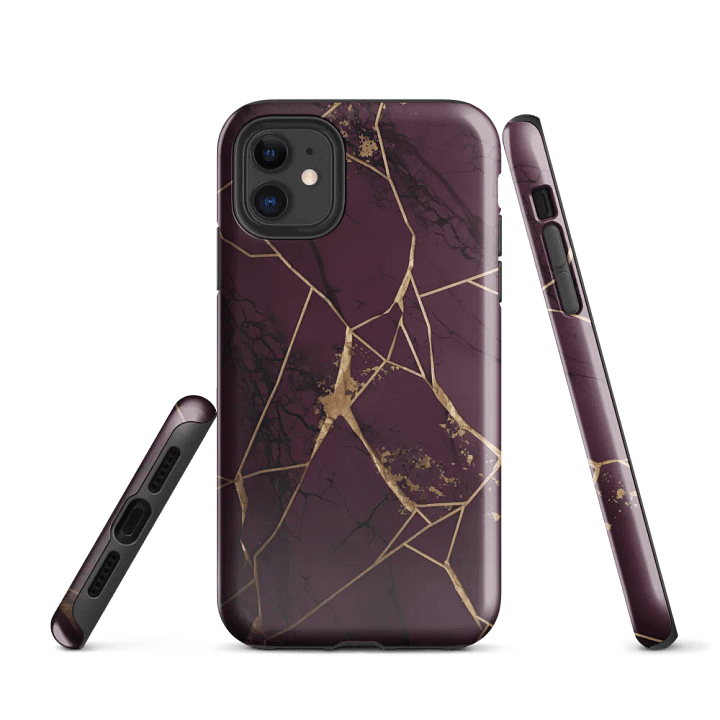 Purple & Gold Kintsugi Tough iPhone Case product image (1)