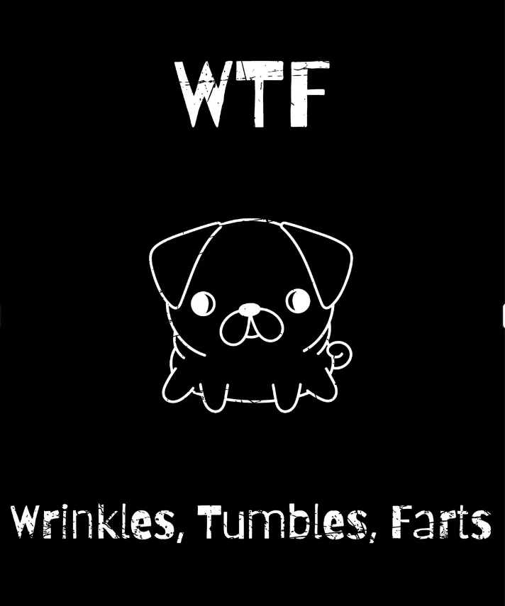Pug WTF wrinkles tumbles farts, smelly dog, cute joke, funny pun unisex dog hoodie product image (2)