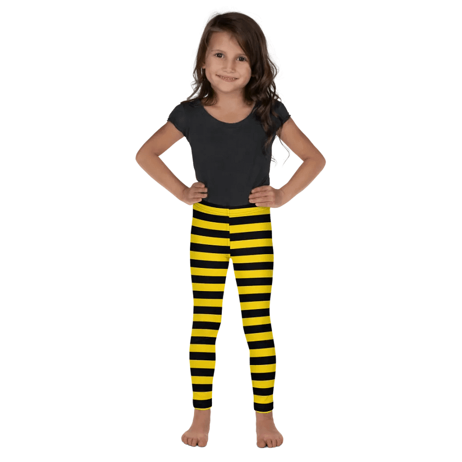 Striped Black and Yellow Kids Leggings product image (2)