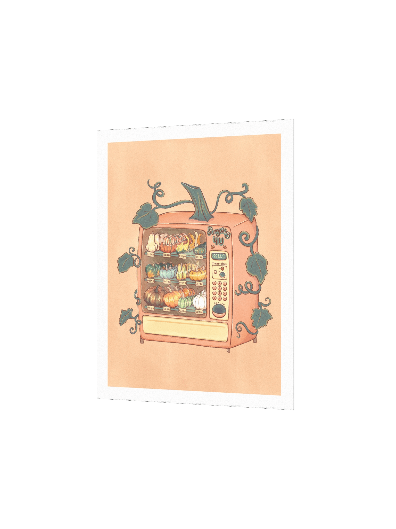 Pumpkin Vending Machine - Print with Orange Background product image (3)