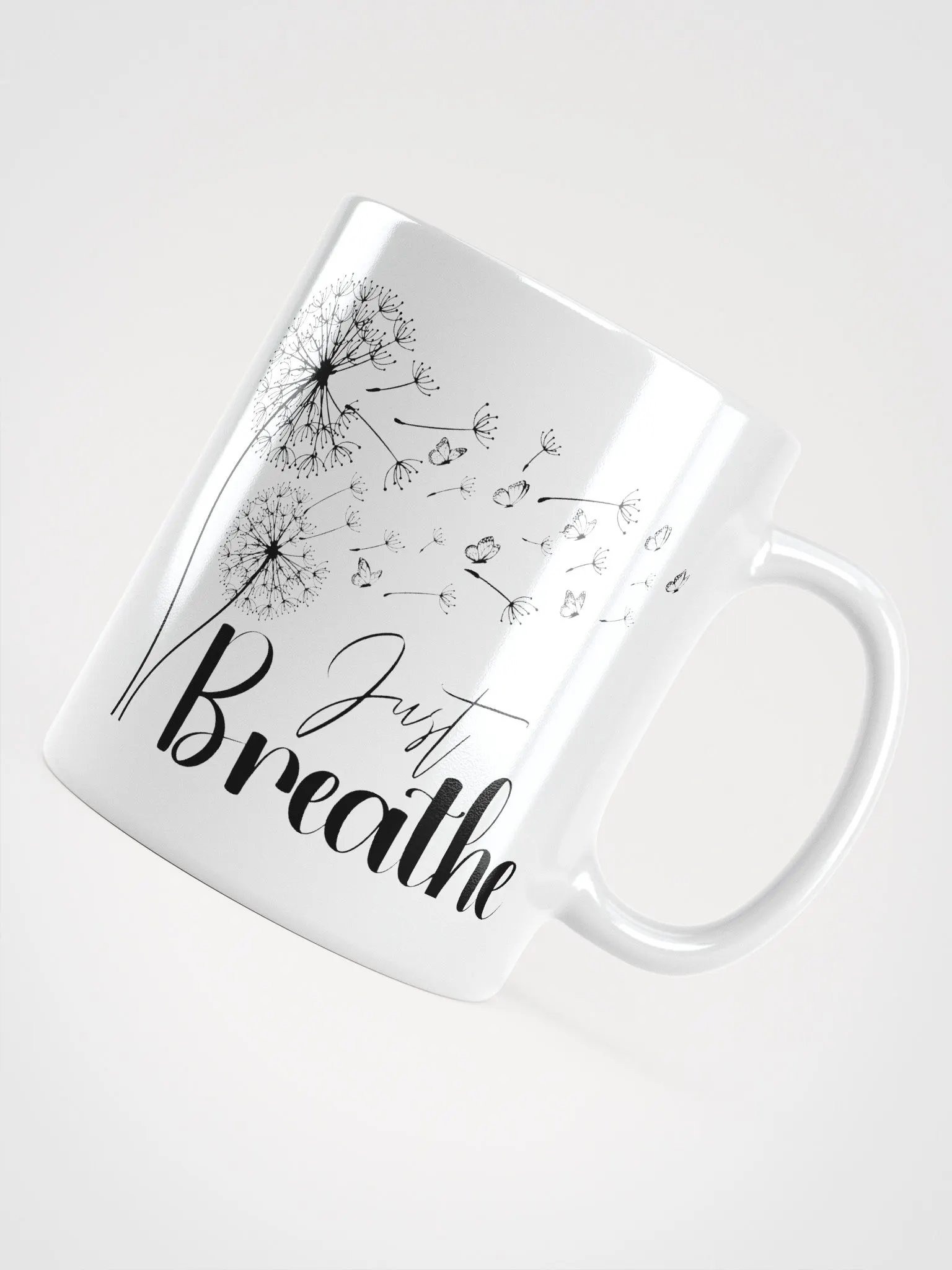 Just Breathe Black Dandelion Ceramic Mug product image (7)