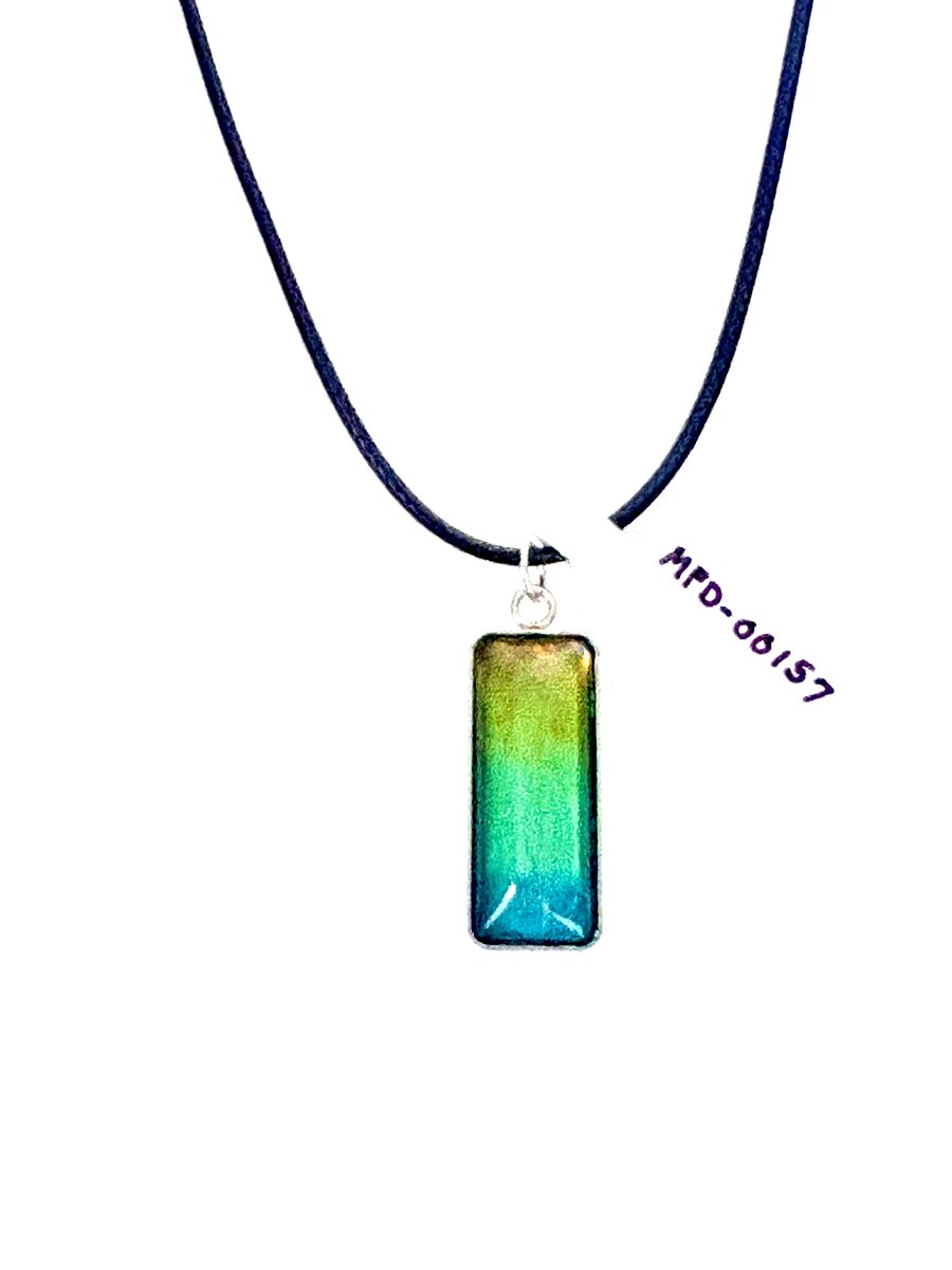 Electric Tide Pendant Necklace | Blue to Green Gradient | Rectangle Cabochon | Monique Faella Designs™ | MFD-00157 product image (4)