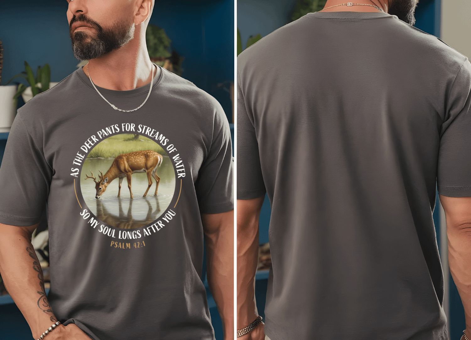 As the Deer Psalm 42:1 Watercolor T-Shirt product image (1)