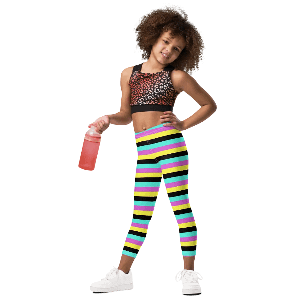 Colorful Spring Leggings for Girls with fun stripes, Leopard Collection product image (1)