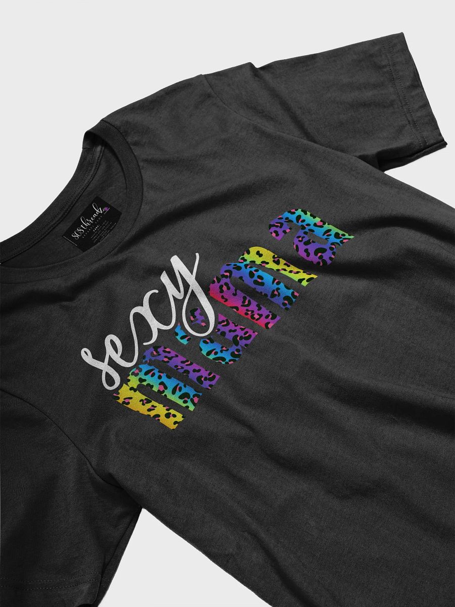 Sexy Mama T-Shirt; White with Bright Rainbow Leopard Pattern product image (3)