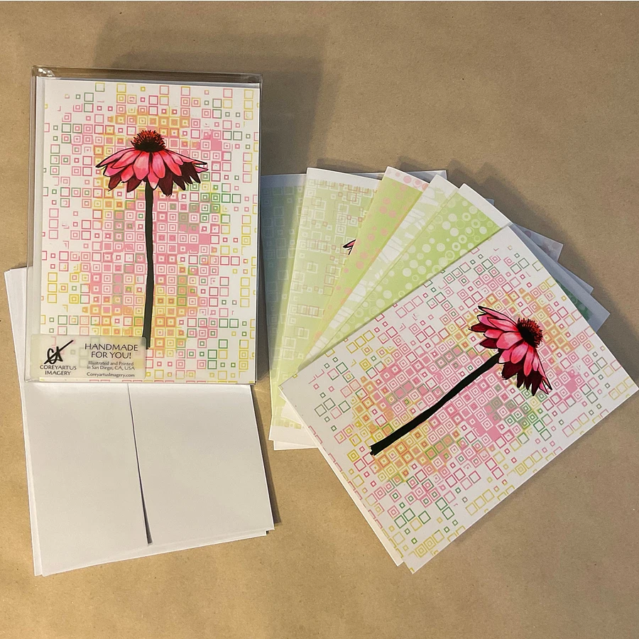 Cherry Daisy Greeting Cards, Lime, Assorted All Occasion Note Cards, 5x7 inch, Blank Inside, with Envelopes product image (2)
