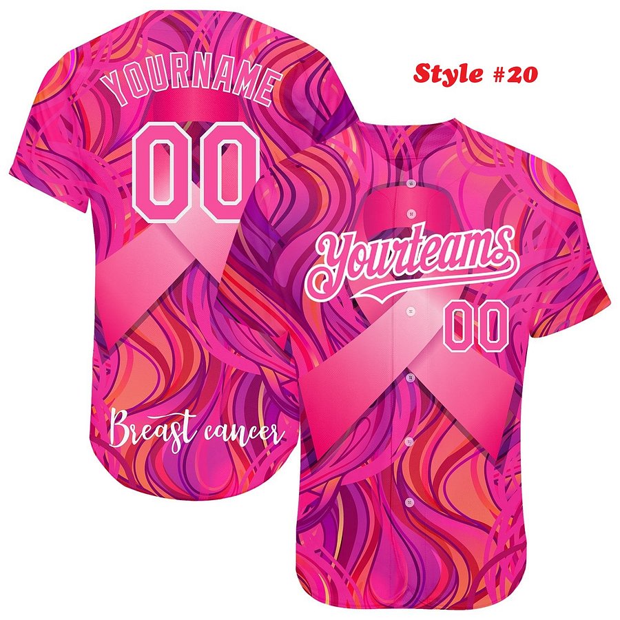 Authentic Baseball Jersey, Custom Baseball Jersey, Personalized Sport Jersey, Colorful, Flowers, Number, Logo, Love, Ribbon Gift product image (187)