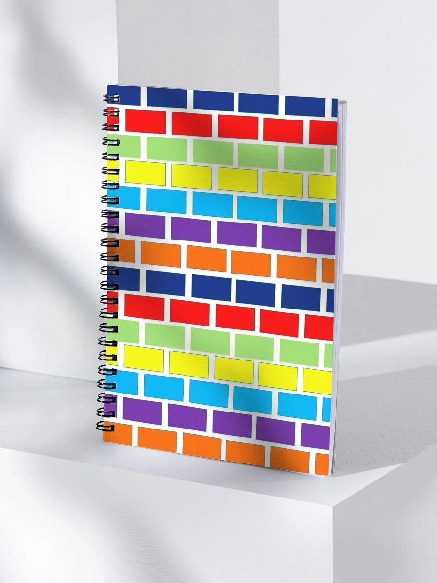 Multi-colored Brick Wall - Artistic Pattern Design Spiral Notebook product image (4)