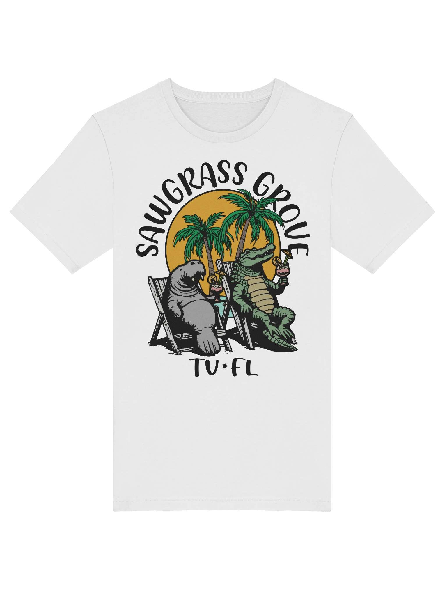 Sawgrass Grove TV Florida USA Fun Manatee Alligator Design T-shirt product image (3)