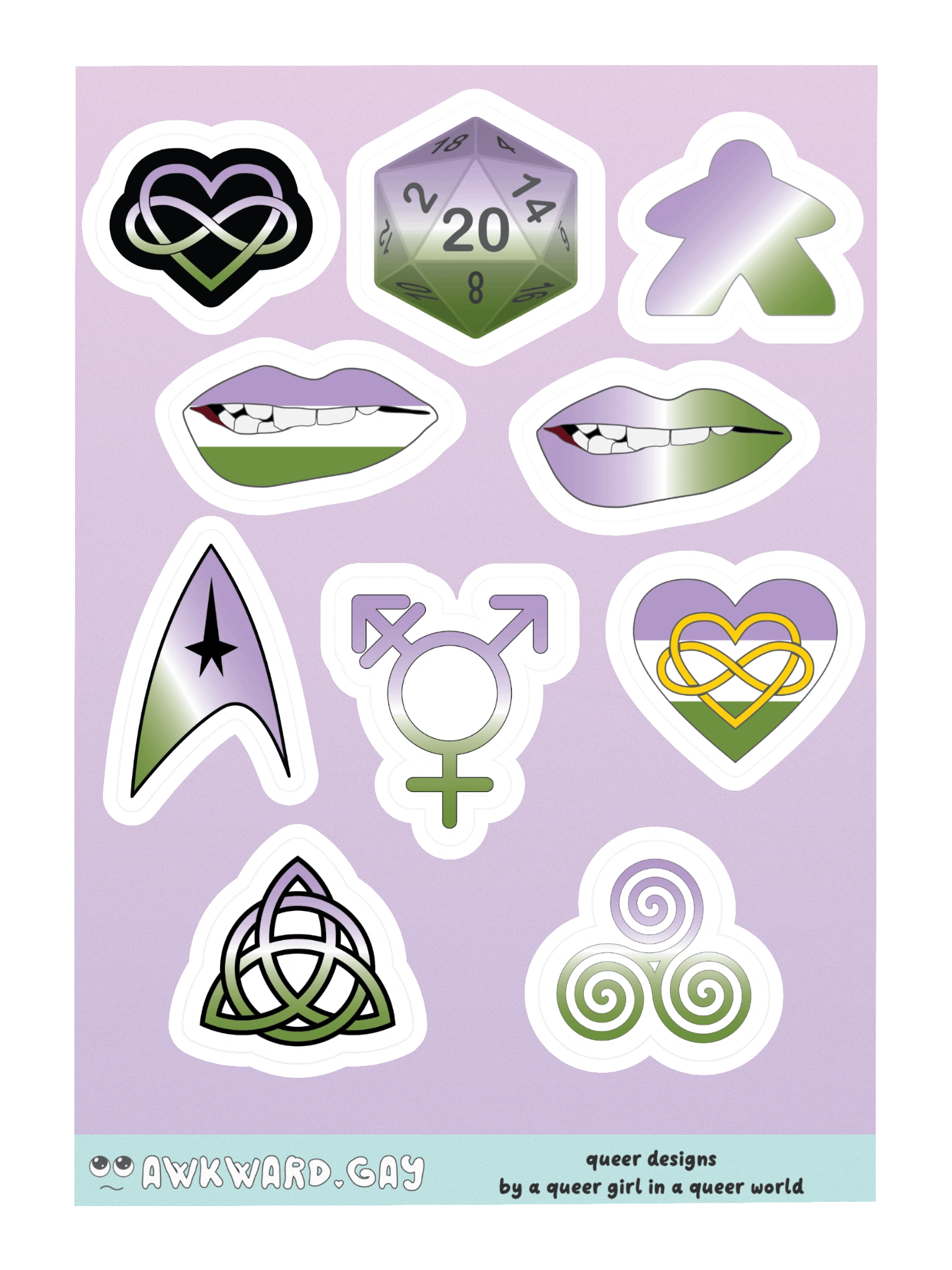 Genderqueer Pride Mixed Designs Sticker Sheet product image (3)