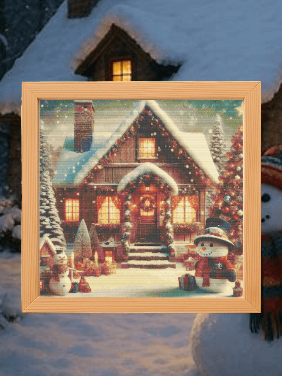 Cozy Christmas Cottage Cross Stitch Pattern product image (1)