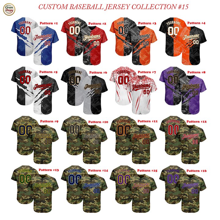 Authentic Baseball Jersey, Custom Baseball Jersey, Personalized Sport Jersey, Army Multi Colorful and Pattrens product image (1)