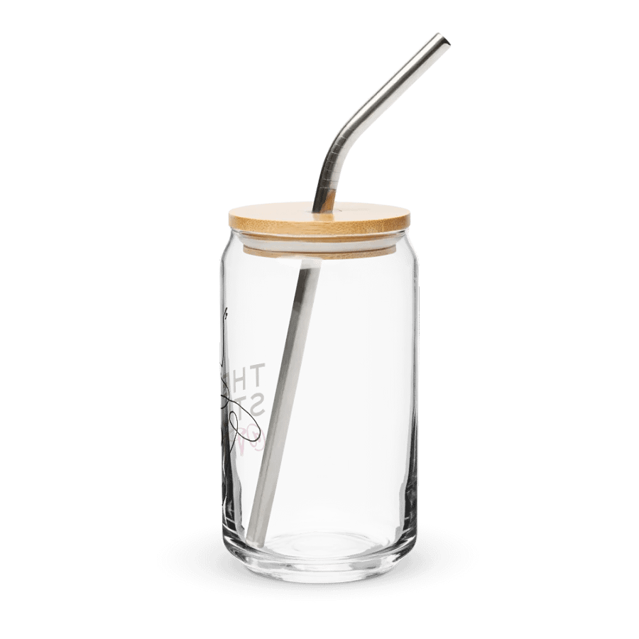 Can Shaped Glass with Lid and Straw | Studio Logo product image (3)