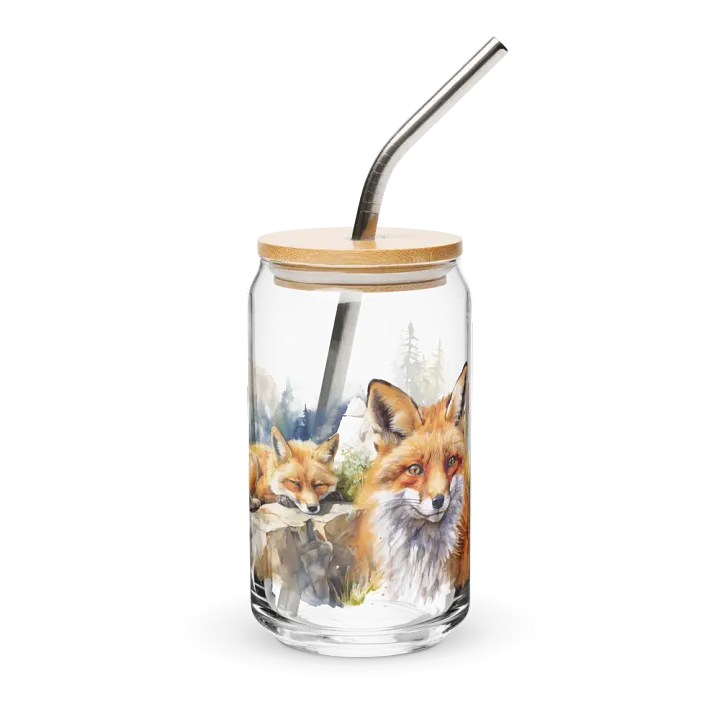 Foxes in the Wild Glass Can Sipper product image (1)