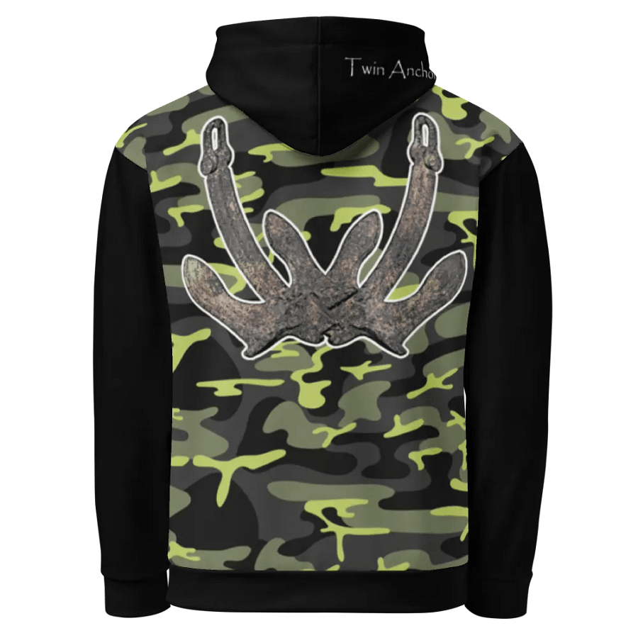 black & Green Camouflage Anchor Hoodie product image (1)