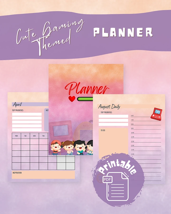 Cute Gaming Themed Perpetual Planner Printable Version product image (1)