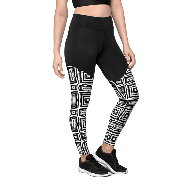 Abstract Monochrome Repeating Pattern Women's Sports Leggings product image (2)