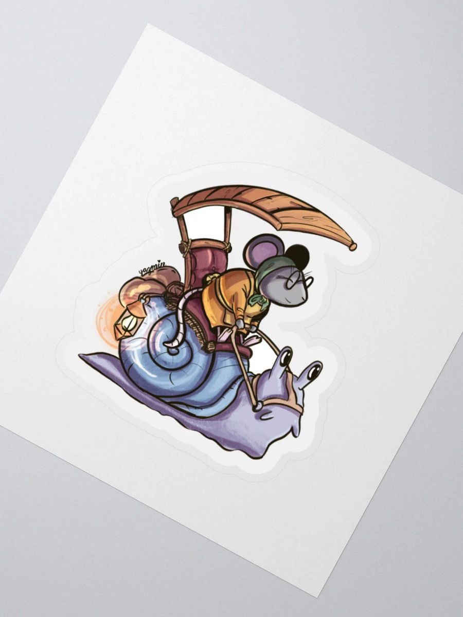 Grandma Mouse Riding Snail- Whimsical Fantasy Sticker product image (3)