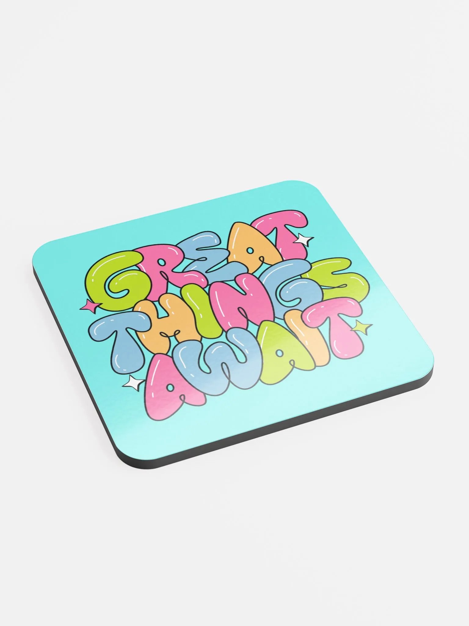 Great things await Glossed Cork Coaster product image (2)