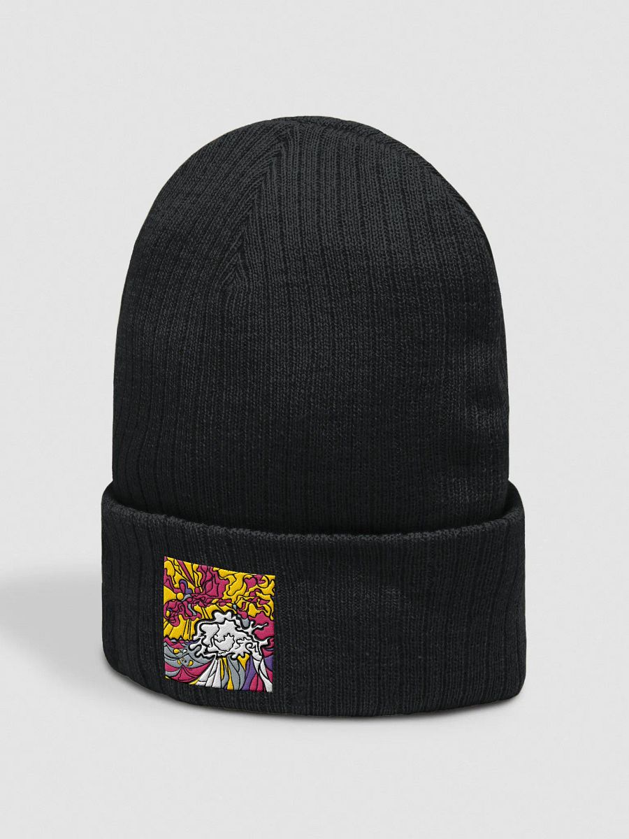 Vibrant Mosaic Ribbed Beanie - Wave at Sunset product image (12)