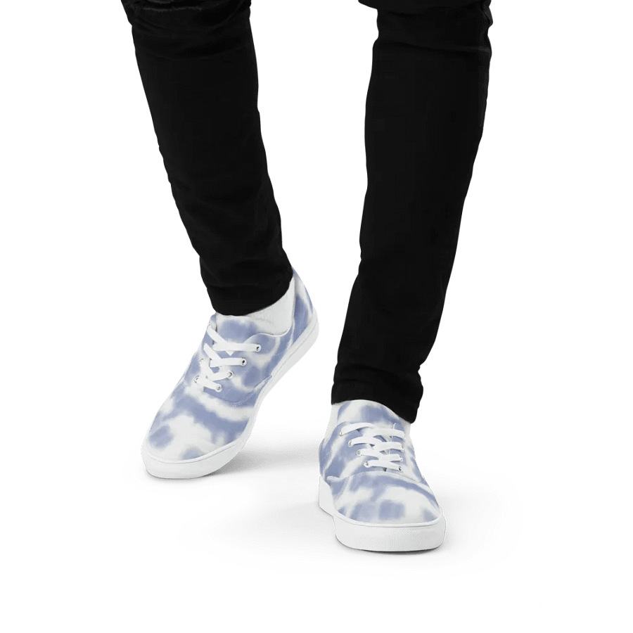 Ripple Blue Tie-Dye Men's Lace-Up Canvas Shoes product image (7)