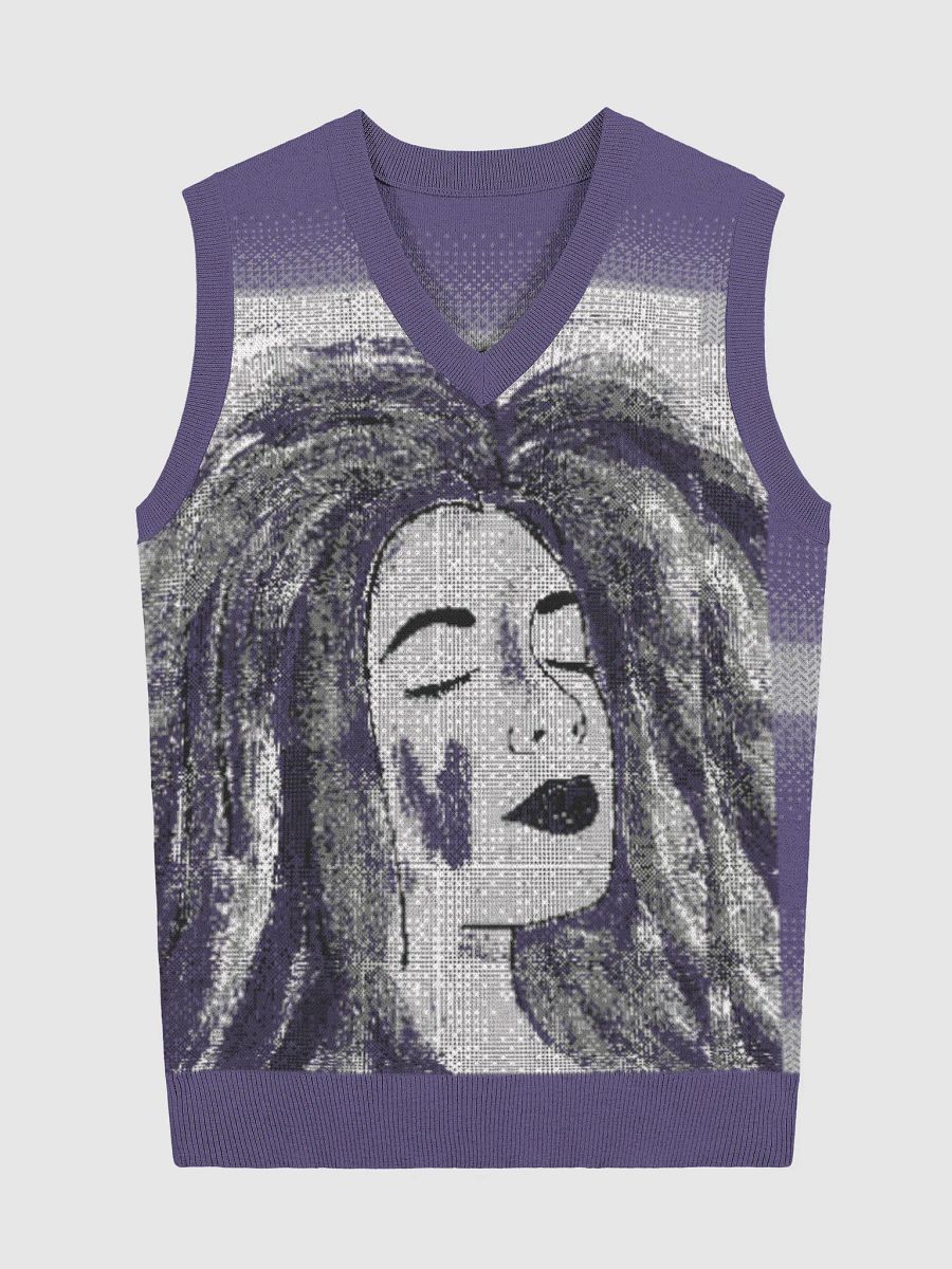 Dreaming girl (art by Dina R.) acrylic painting picture - Knitted V-Neck Vest product image (1)