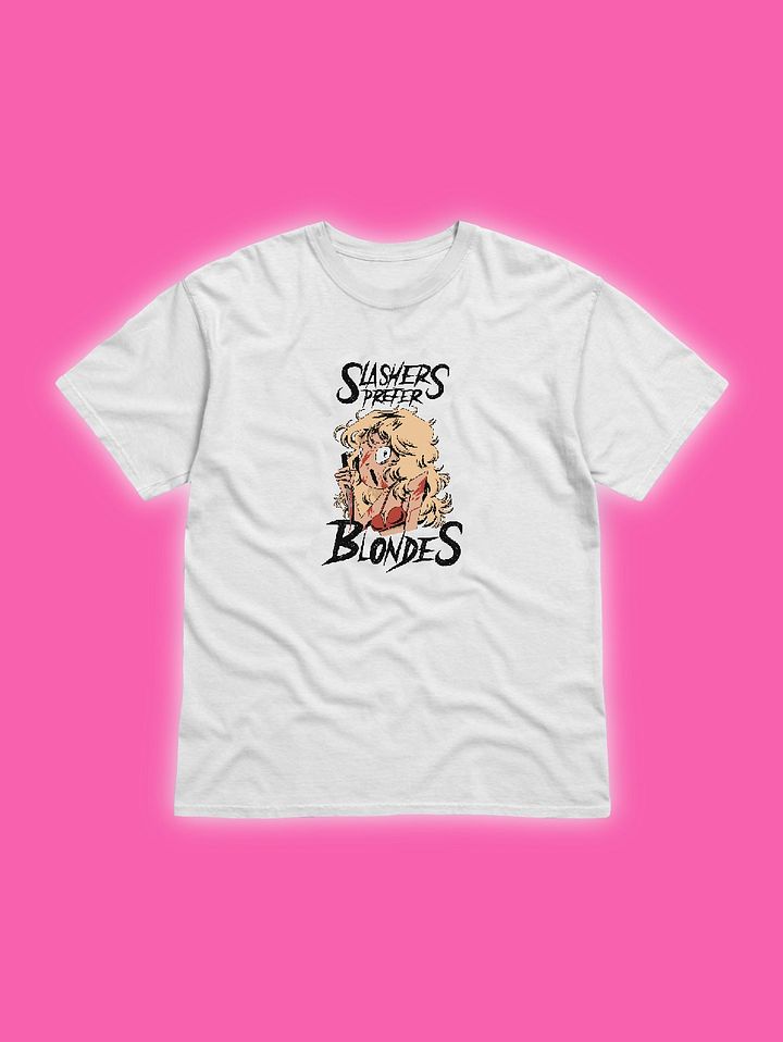 slashers prefer blondes white t-shirt product image (1)