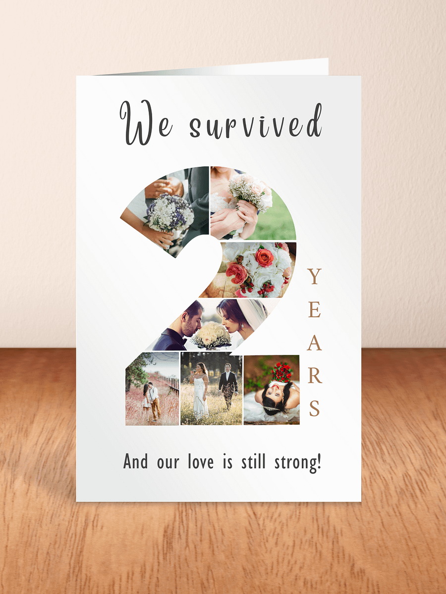 2 Year Anniversary Photo Card Editable Canva Template product image (2)