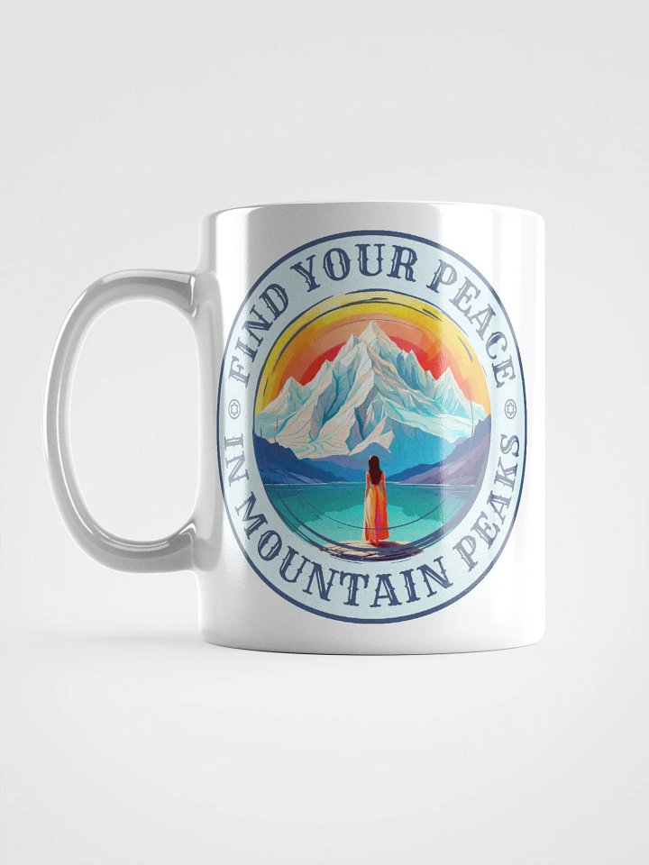Outdoors Graphic | White Coffee Mug | Find Your Peace In Mountain Peaks product image (1)