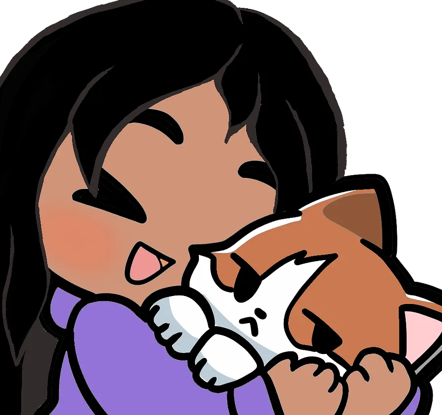 Cat Snuggles Emote - Black Hair, Brown Skin product image (1)