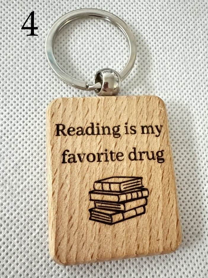 Book Lover Wooden Engraved Keychains | Reading & Literature Sayings | Perfect for Readers product image (4)