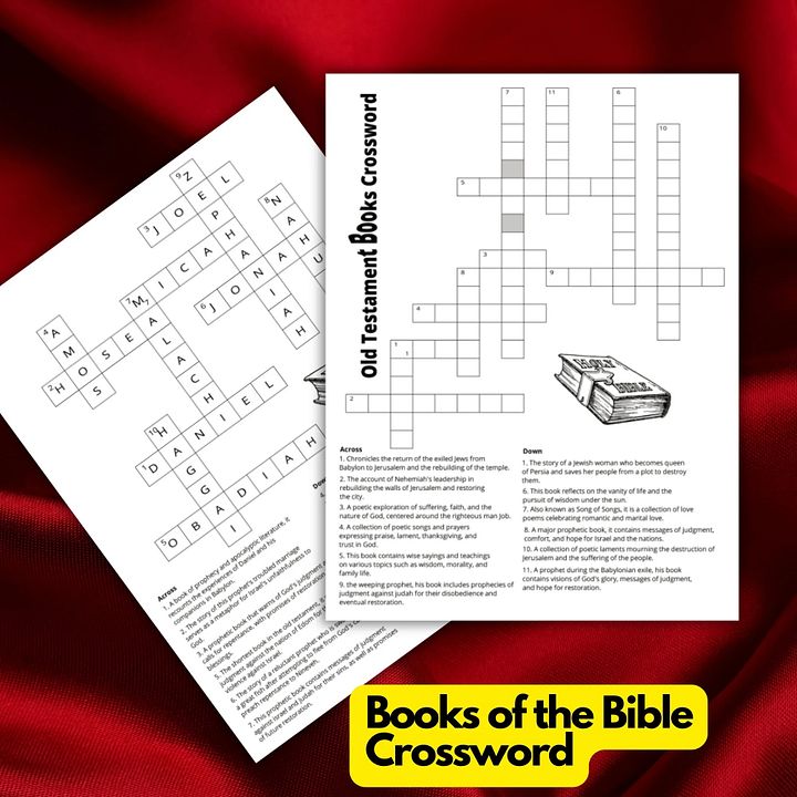 Books of the Bible crossword Game | Bible crossword puzzle printable, sunday school crossword puzzle printable product image (1)