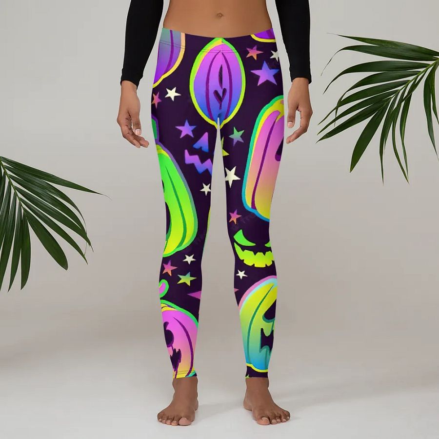 Neon Halloween Jack-O'-Lantern Leggings product image (3)