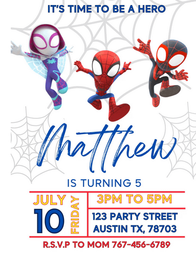 Spidey Birthday Invitation – Exciting Spider Hero Theme | Instant Canva Template Download product image (2)