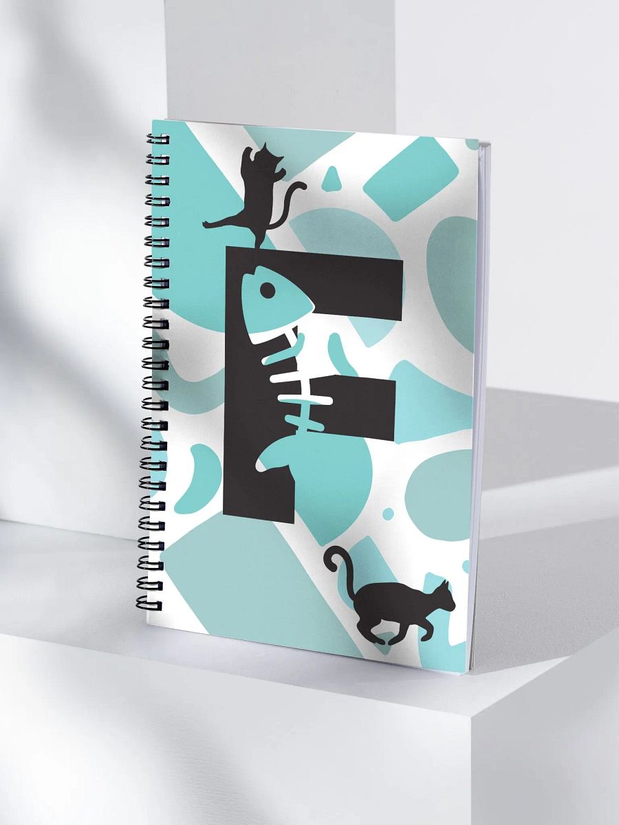 Monogram Letter F Cat Lover Geometric Blues Notebook product image (4)