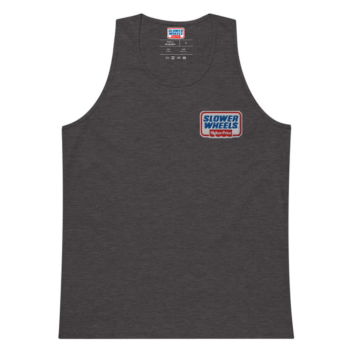 SLOWER WHEELS, HIGHER PRICE UNISEX EMBROIDERED SLEEVELESS TEE product image (2)