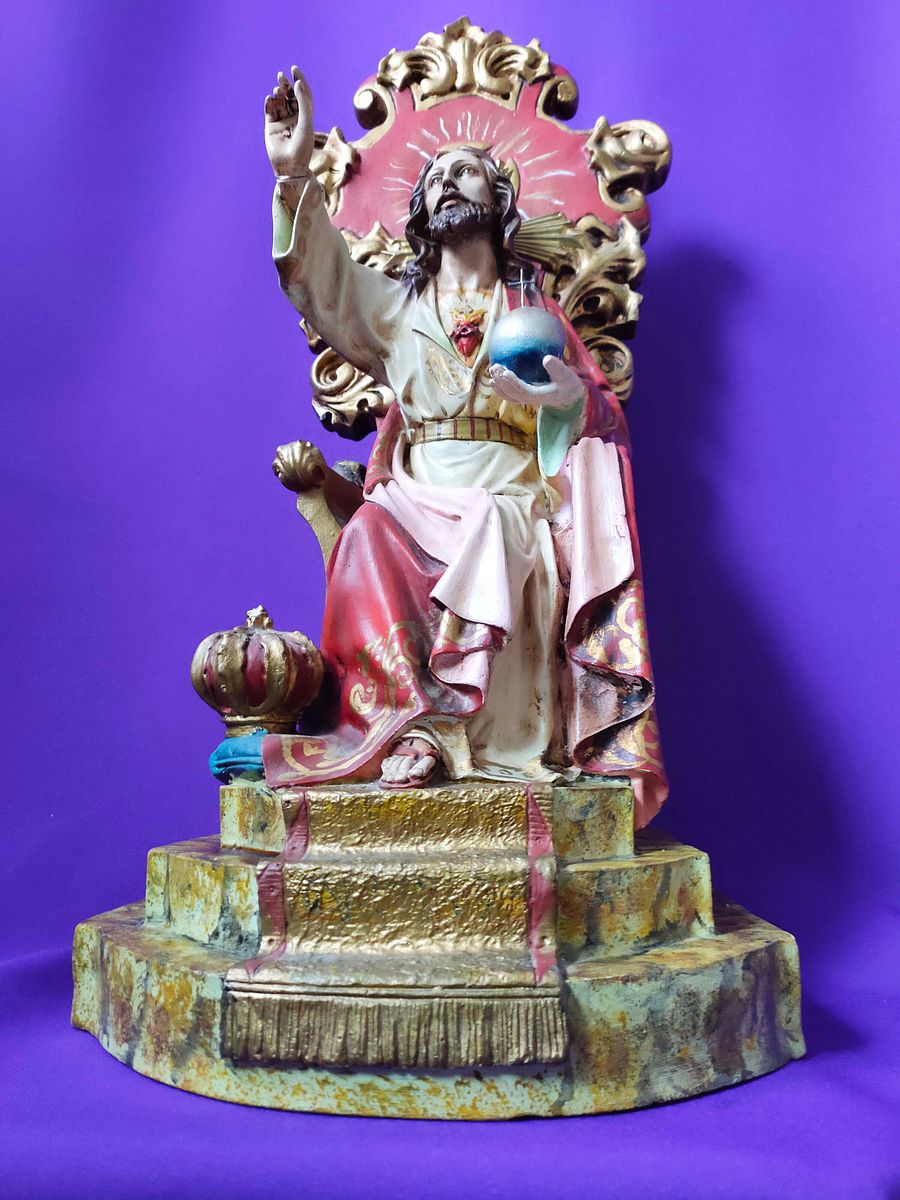 Sagrado Coração de Jesus arte Deco, Estátua Jesus Cristo Sentado, presente família, estátua religiosa product image (4)