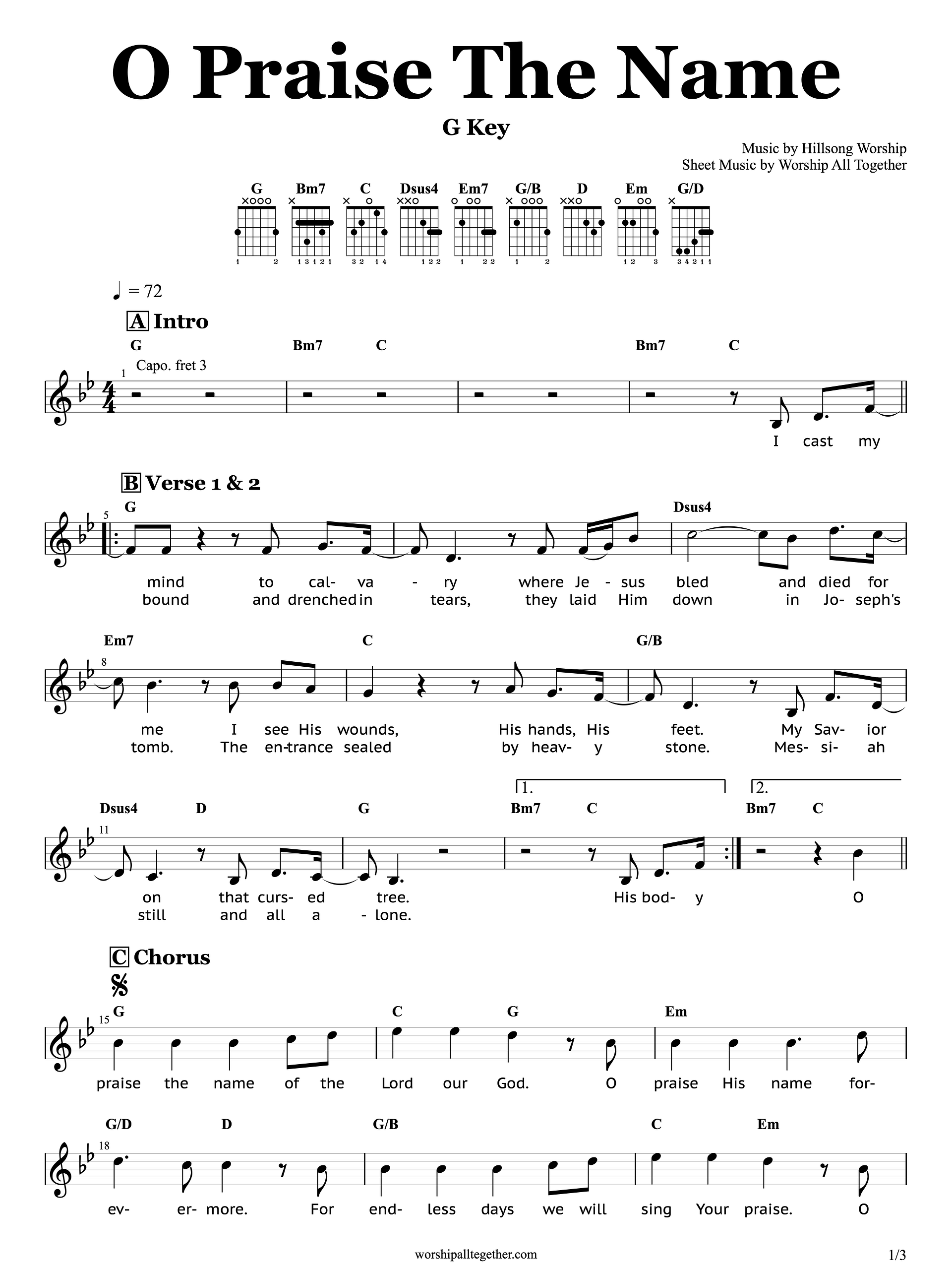 O Praise The Name (Bb Key) - Hillsong Worship | Sheet Music, Chord, Lyrics product image (1)