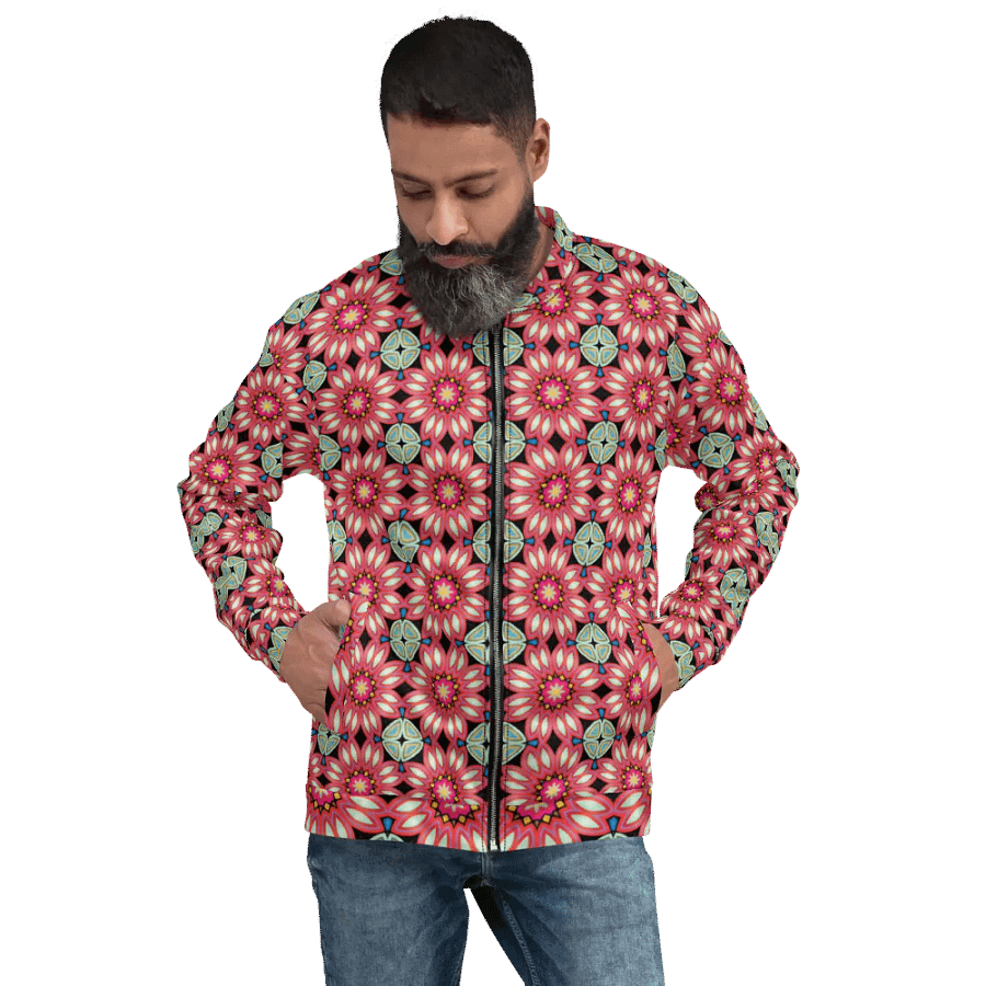 Fractal Batik Maroon Bomber Jacket product image (8)
