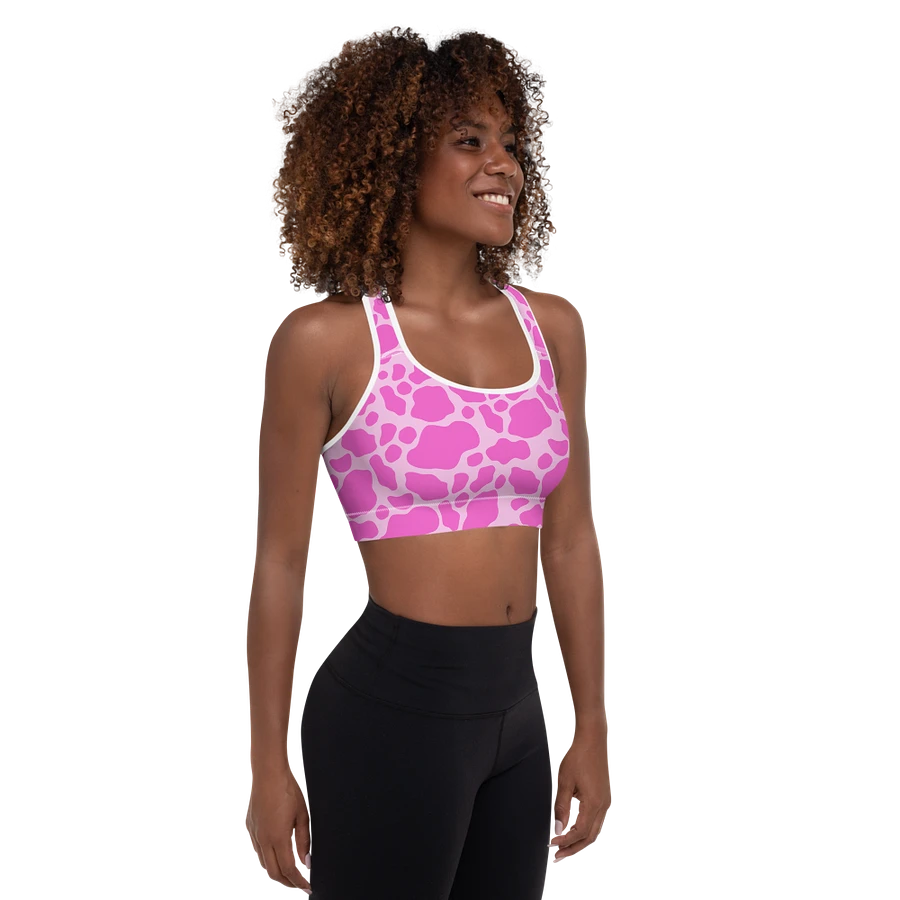 Pink Cow Print Sports Bra product image (5)