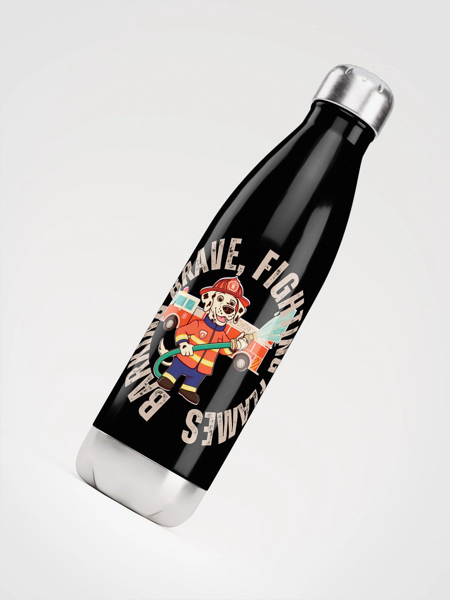 barking brave fighting flames water bottle product image (4)