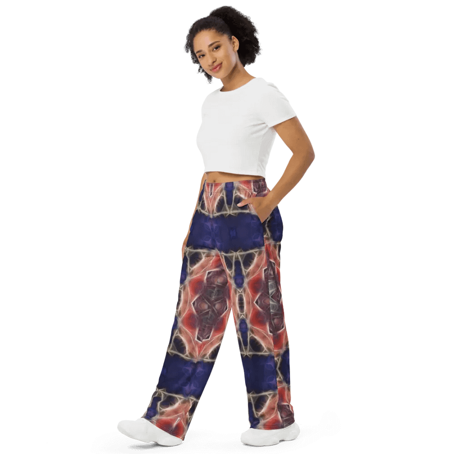 Peachy and Yellow Kaleidoscope Wideleg Pants product image (10)