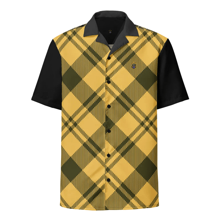 Yellow Plaid Blessed by God Designer Logo in Back Button-up Shirt product image (1)